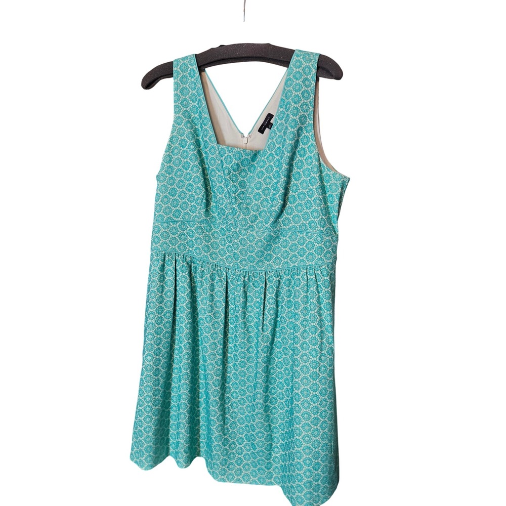 The Limited Teal White Lace Sleeveless Fit Flare Dress Size 16